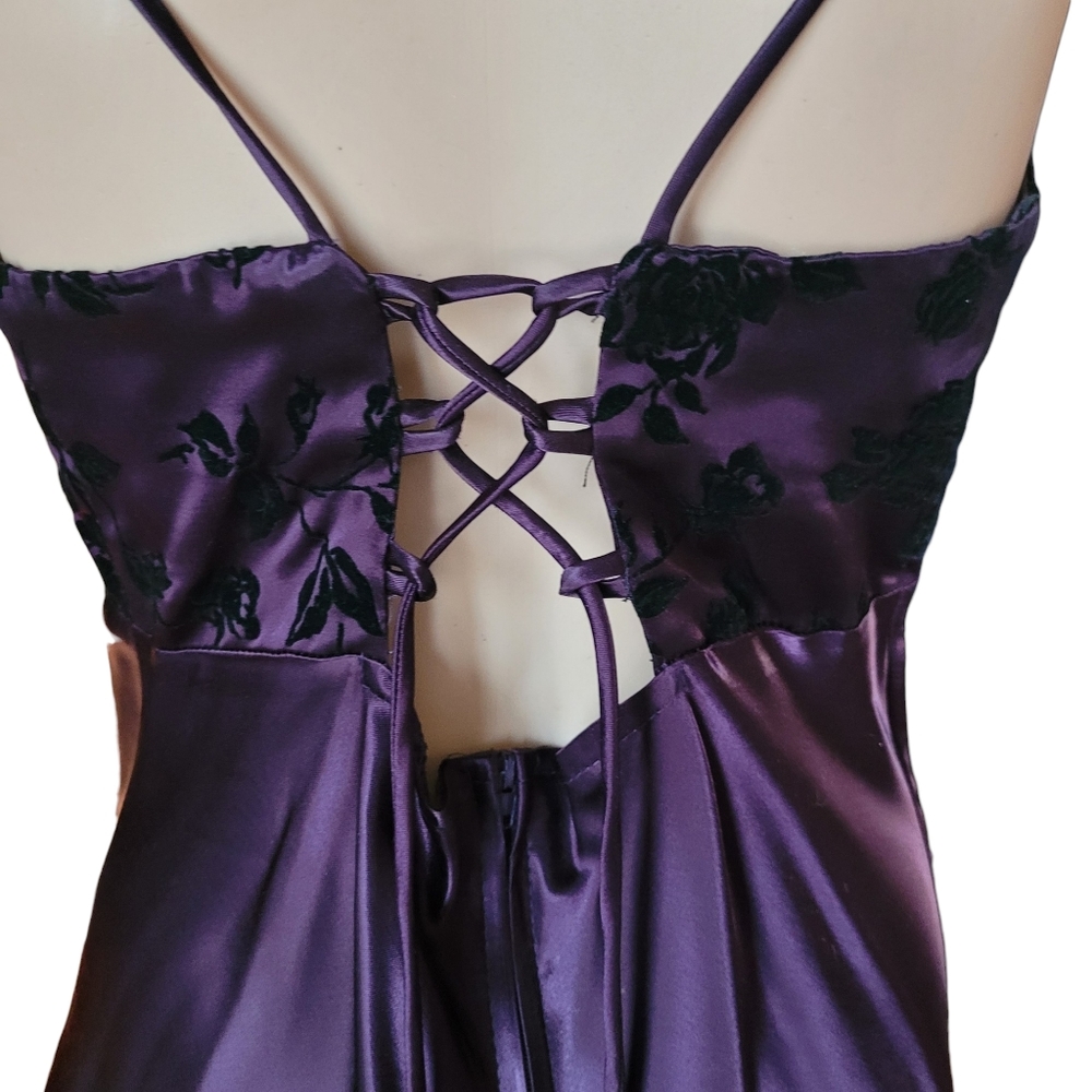 Vintage Be Smart Formal Dress Size 13 / 14 Dark Purple Long Made in USA - Picture 6 of 10